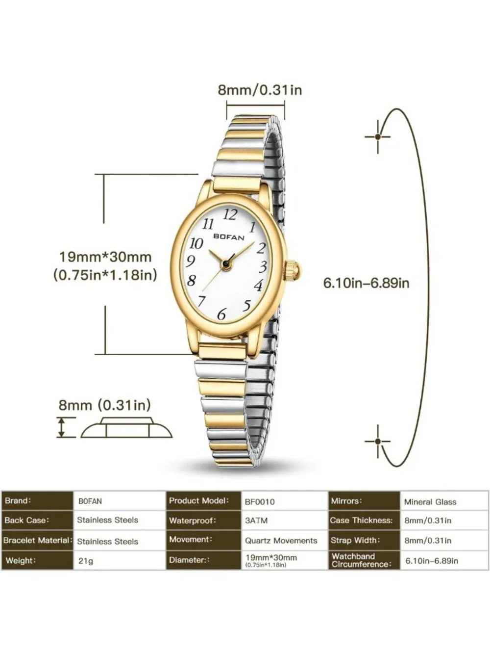 Chic Gold Women's Quartz Watch - Easy Read, Waterproof, Stainless Steel Band